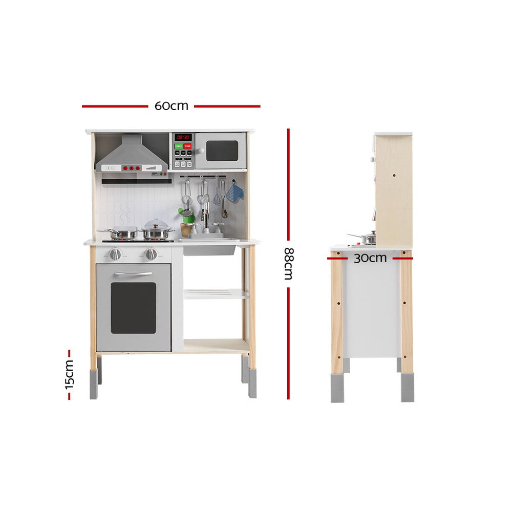 Kids Kitchen Play Set Wooden - Grey & White