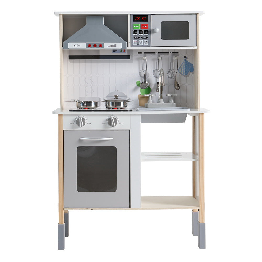 Kids Kitchen Play Set Wooden - Grey & White