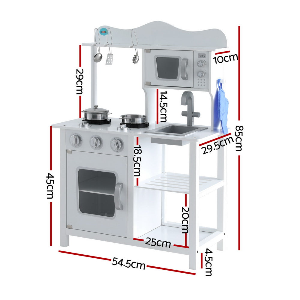 Kids Kitchen Play Set Wooden - White