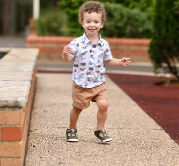 Boys Shoes - Green & Tan - Forrest