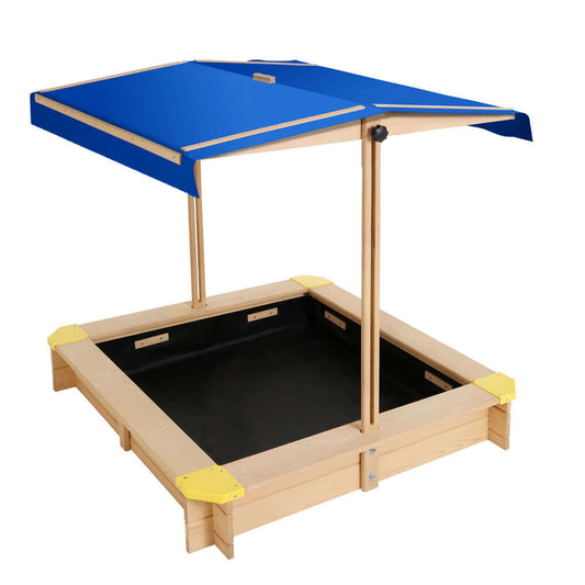 Kids Sandpit Wooden Sandbox - with Canopy