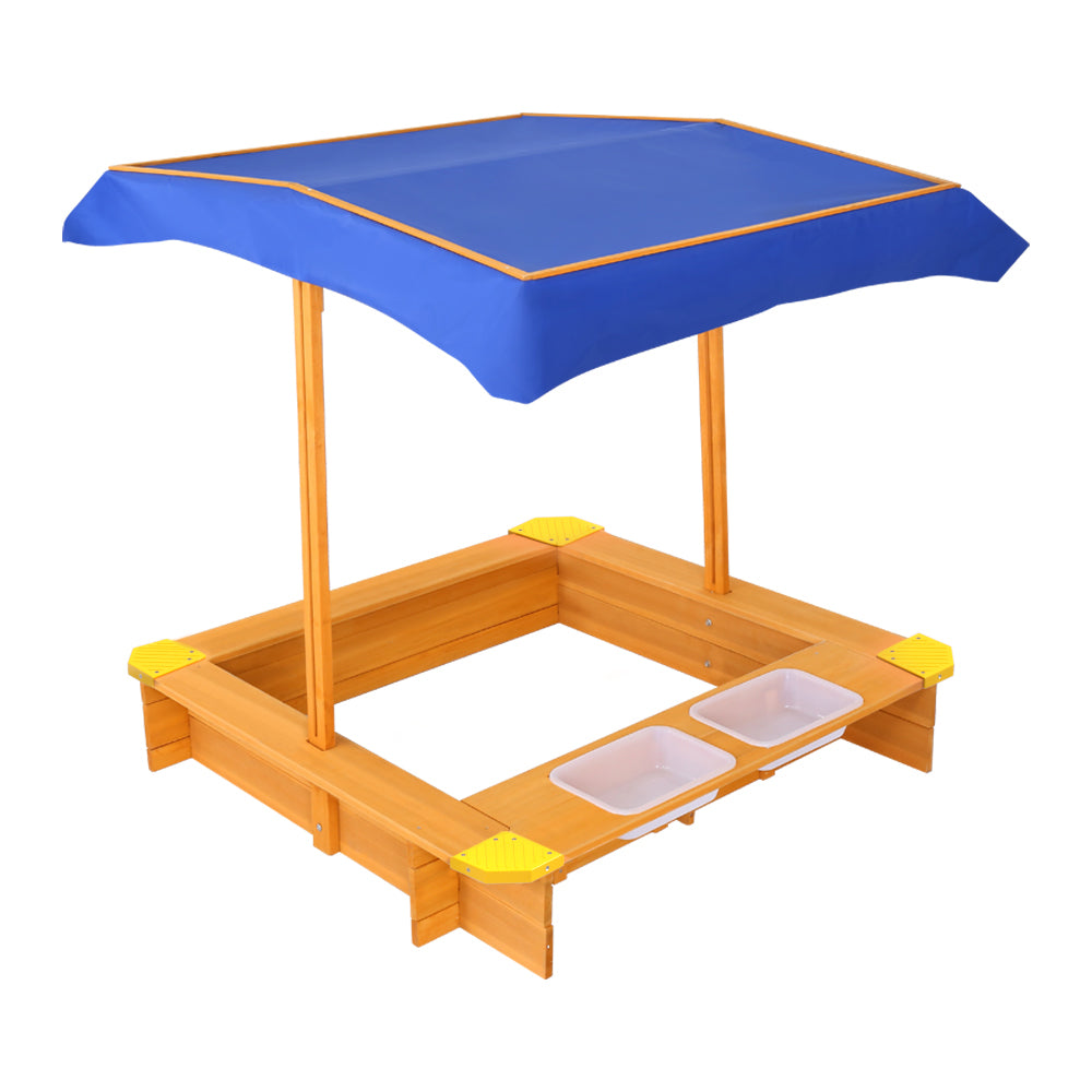 Kids Sandpit Wooden Sandbox Sand Pit with Canopy