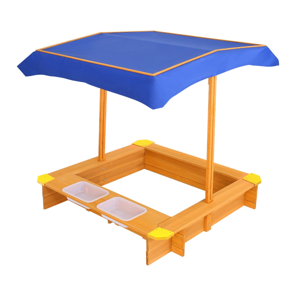 Kids Sandpit Wooden Sandbox Sand Pit with Canopy