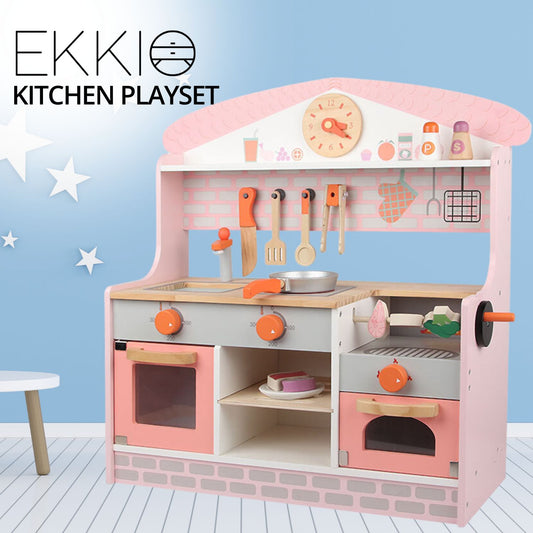 Wooden Kitchen Playset for Kids - BBQ Kitchen Set