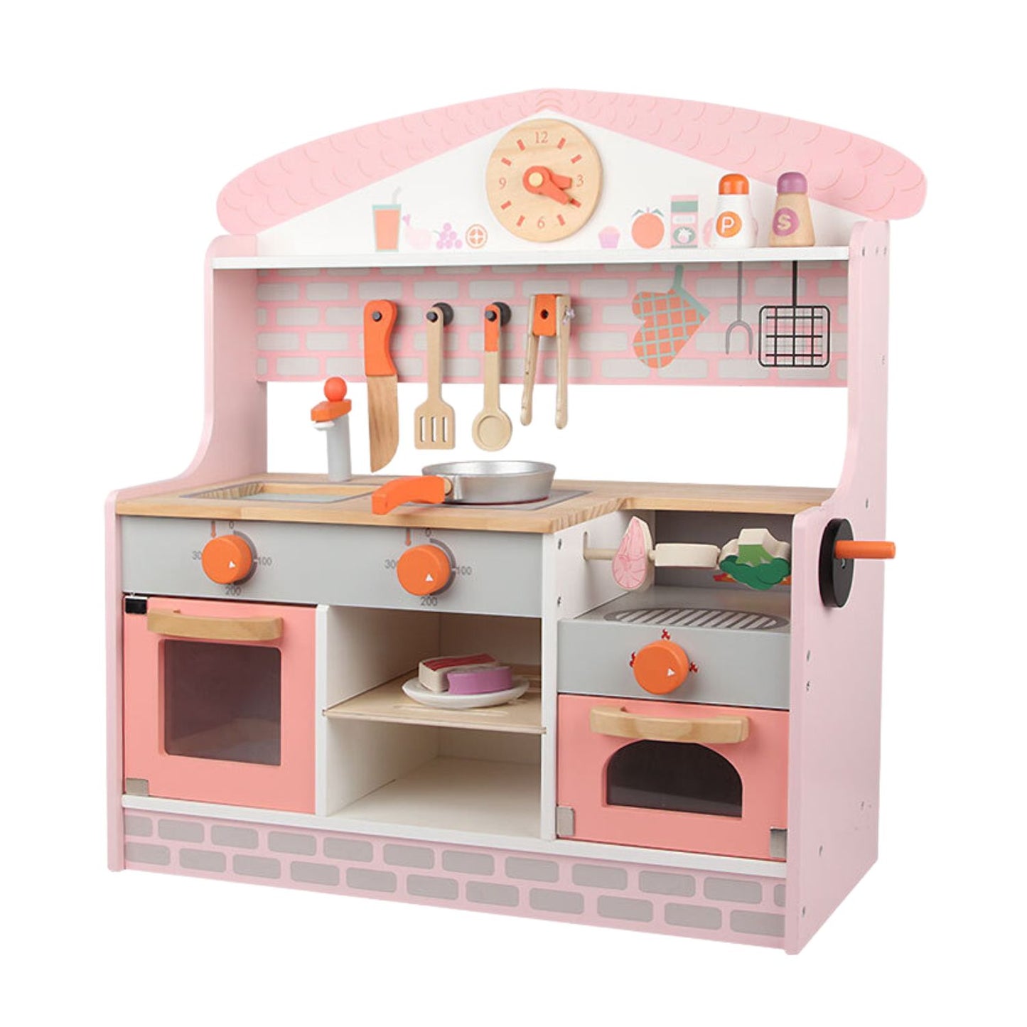 Wooden Kitchen Playset for Kids - BBQ Kitchen Set