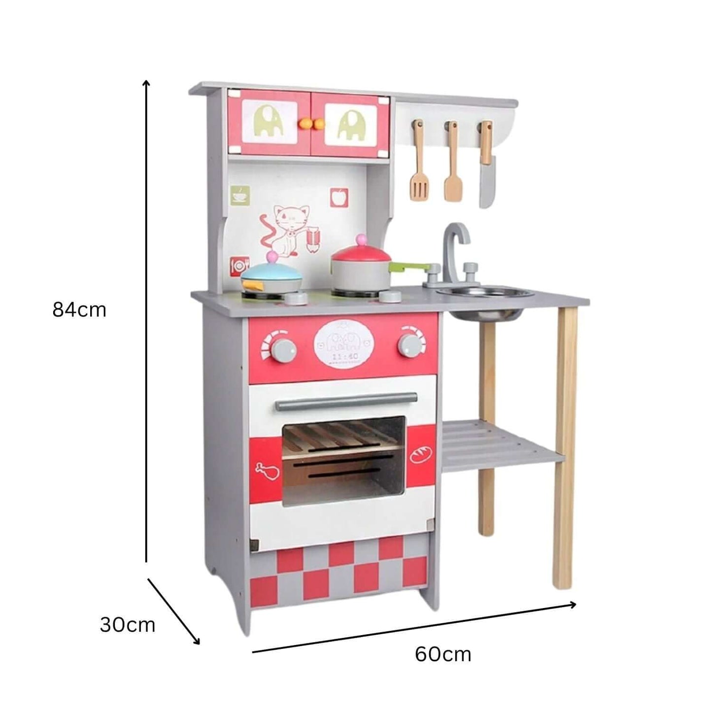 Wooden Kitchen Playset - Red - European Style Kitchen