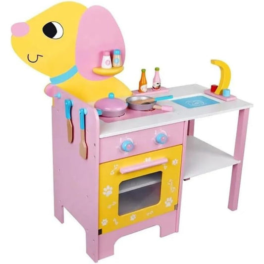 Wooden Kitchen Playset for Kids - Puppy Shape Kitchen Set