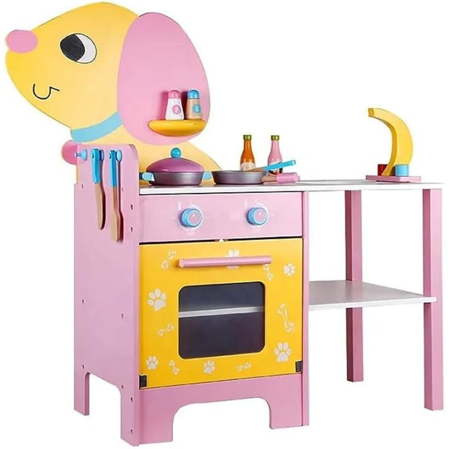 Wooden Kitchen Playset for Kids - Puppy Shape Kitchen Set