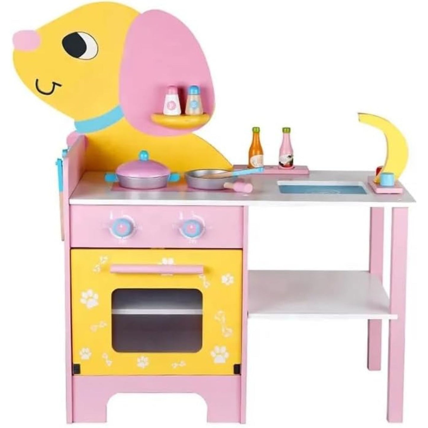 Wooden Kitchen Playset for Kids - Puppy Shape Kitchen Set