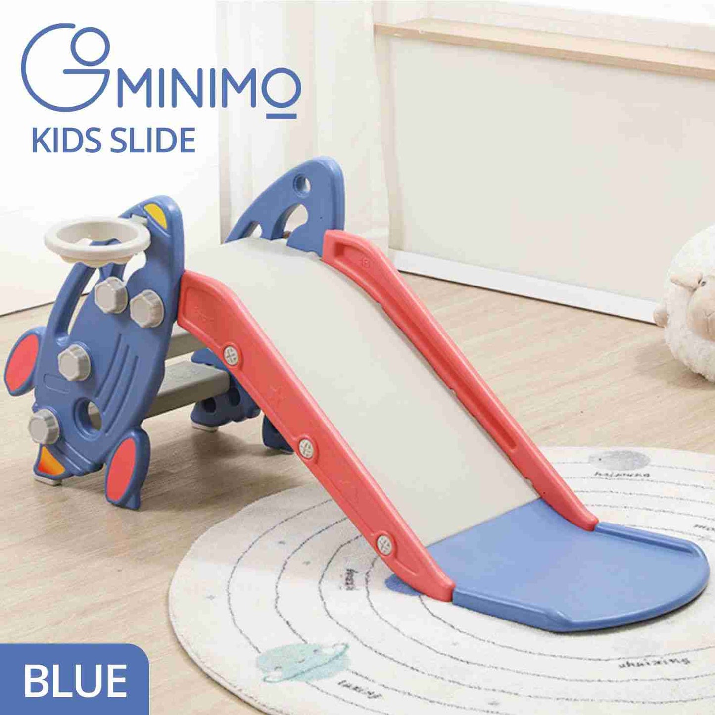 Kids Slide with Basketball Hoop - Blue