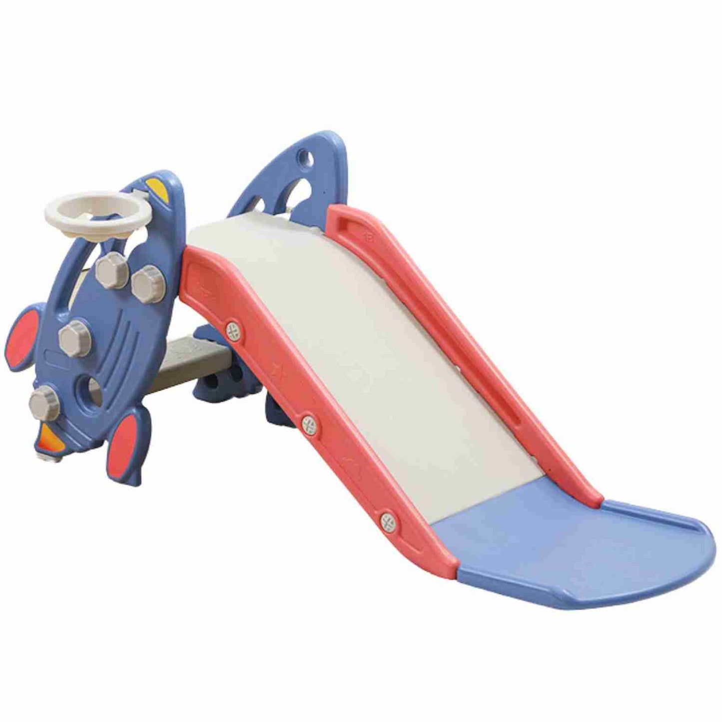 Kids Slide with Basketball Hoop - Blue