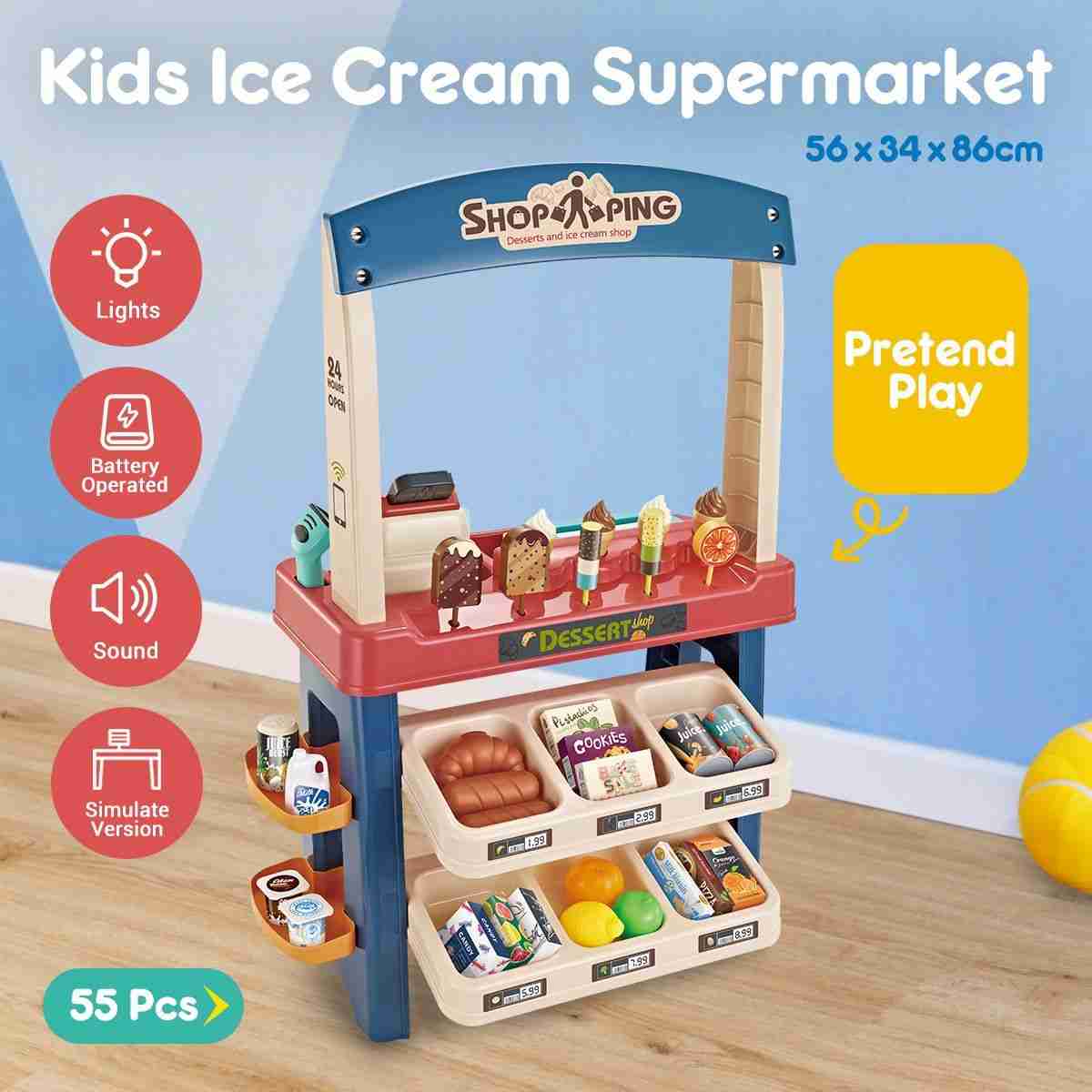 Kids Supermarket Ice Cream Cart Shop