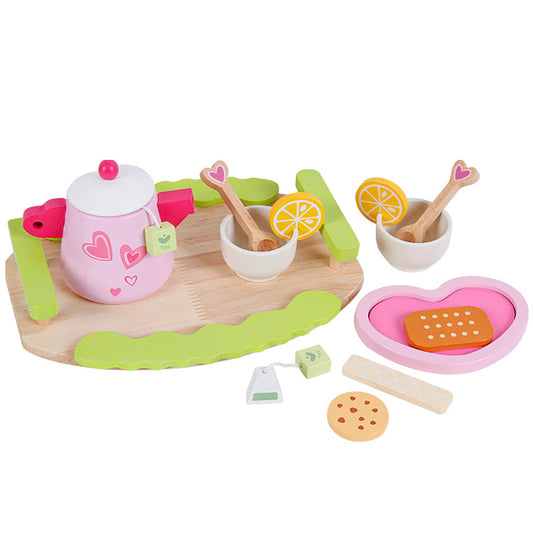 Kids Wooden Kitchen Tea Set Pretend Play