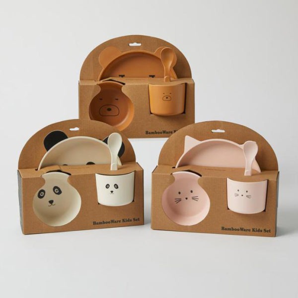 Animal Faces Bamboo 4pc Dinner Sets