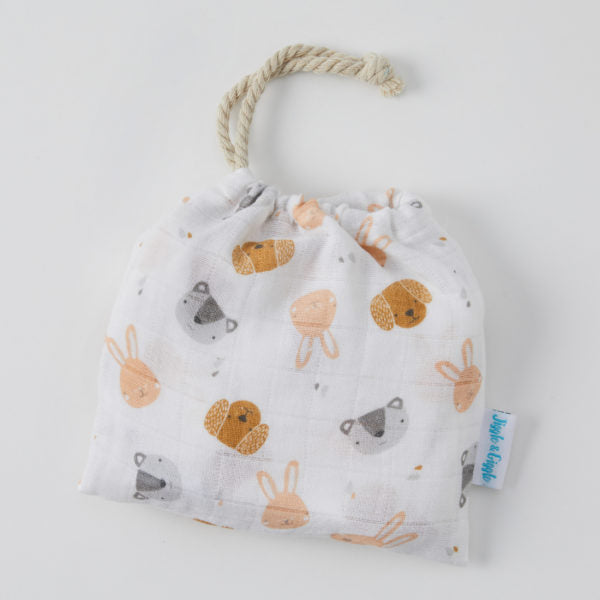 Animal Faces Muslin Bib Set of 2