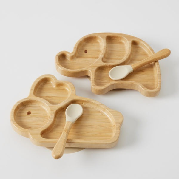 Belle Bamboo Divider Plate & Spoon Set