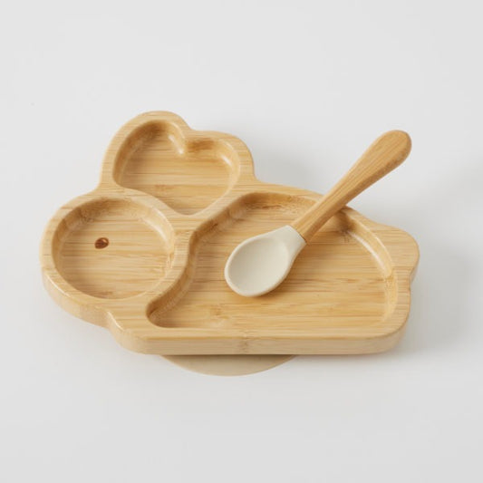 Belle Bamboo Divider Plate & Spoon Set