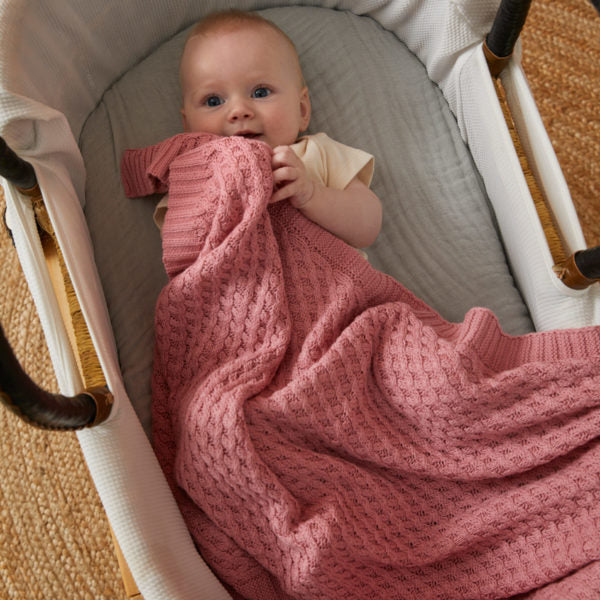 Blush Basket Weave Knit Blanket