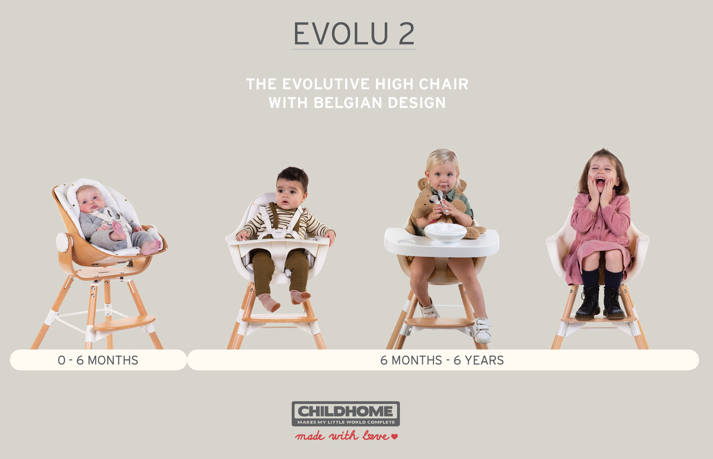 High Chair – White - Evolu 2 Childhome