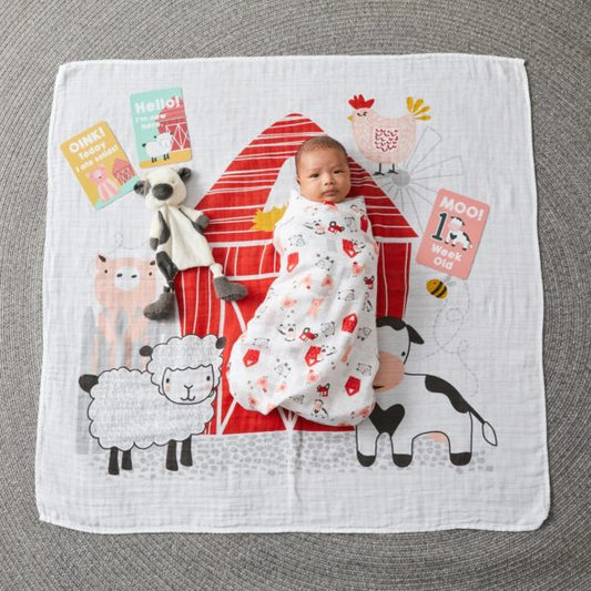 Milestone Muslin Set - Farm Animals