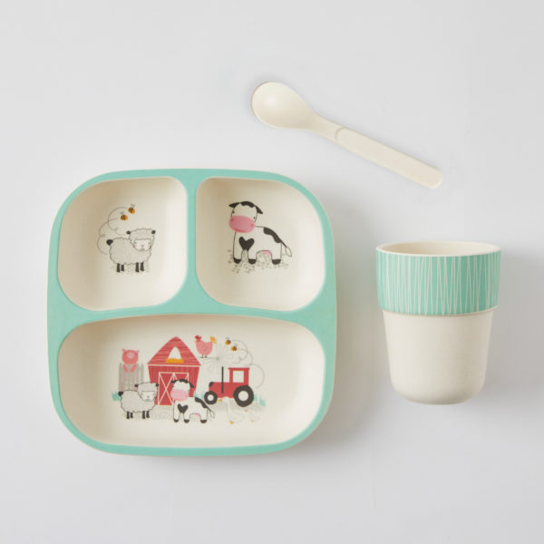 Bamboo 3pc Divider Dinner Sets - Farm Fun