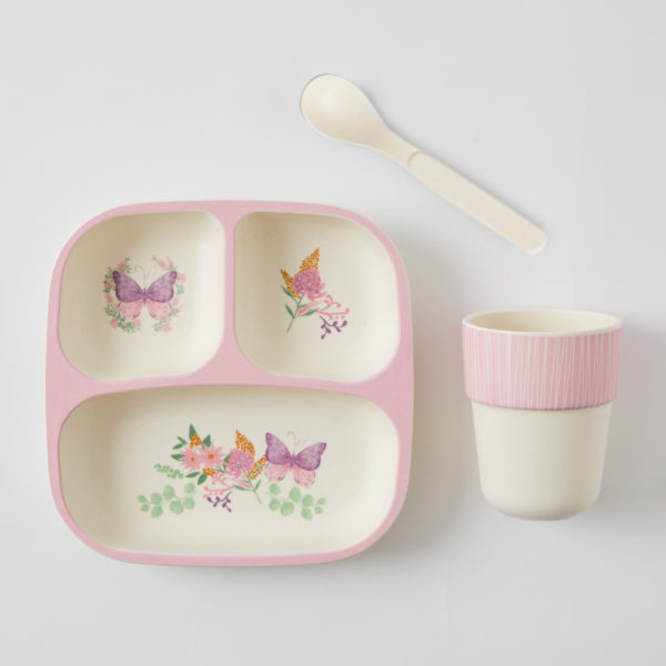 Bamboo 3pc Divider Dinner Sets - Farm Fun