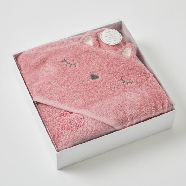 Fleur Cat Baby Hooded Towel