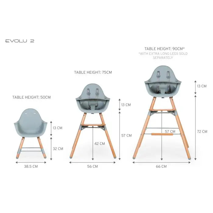 High Chair – Mint - Evolu 2 Childhome