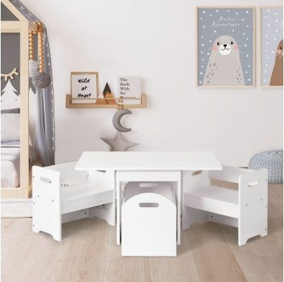 Kids Table & Chairs Set with Storage