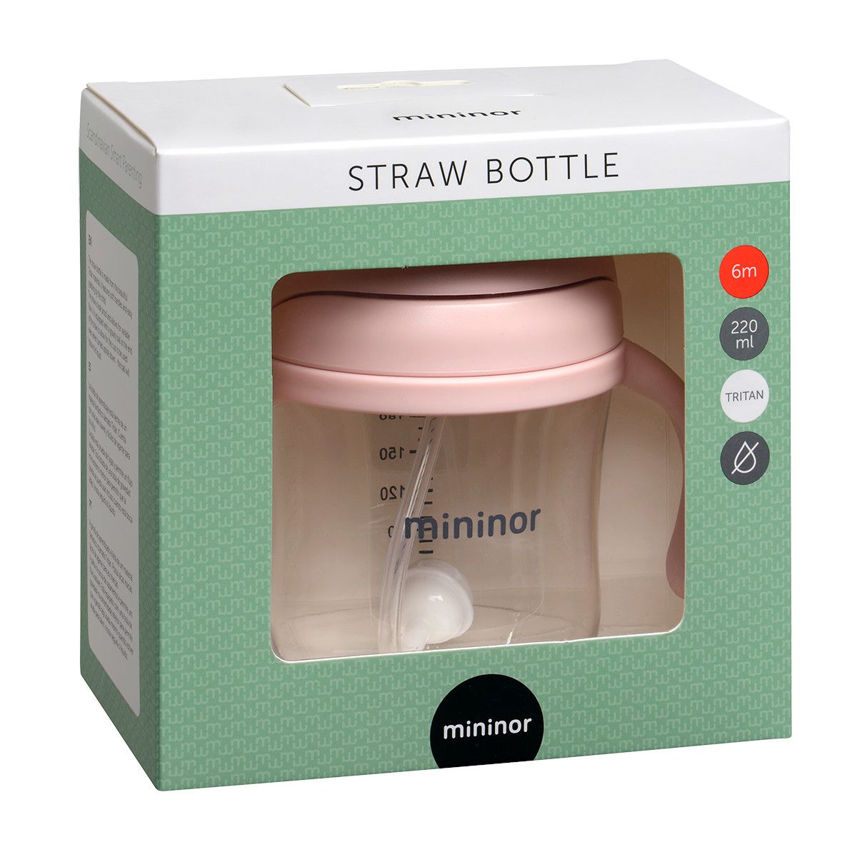 Straw Bottle Tritan 220ml - ROSE