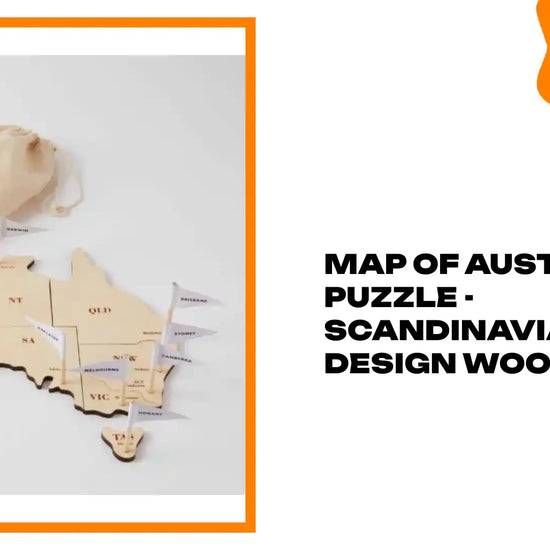 Map of Australia Puzzle - Scandinavian design wooden toy by@Outfy
