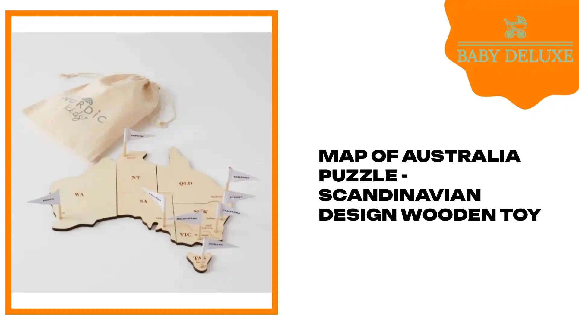 Map of Australia Puzzle - Scandinavian design wooden toy by@Outfy