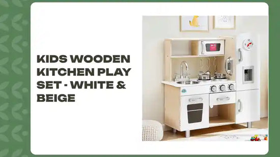 Kids Wooden Kitchen Play Set - White &amp; Beige by@Outfy