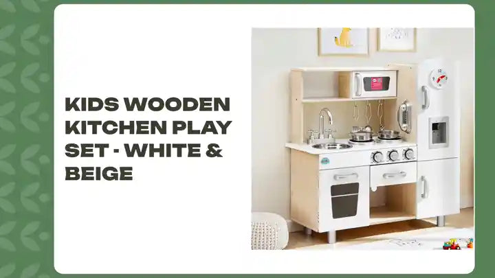 Kids Wooden Kitchen Play Set - White &amp; Beige by@Outfy