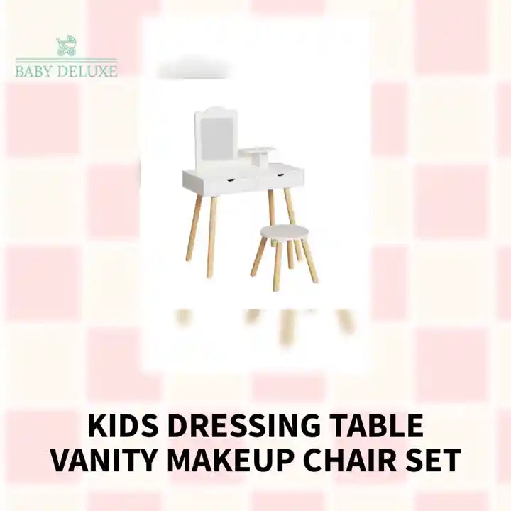 Kids Dressing Table Vanity Makeup Chair Set by@Outfy