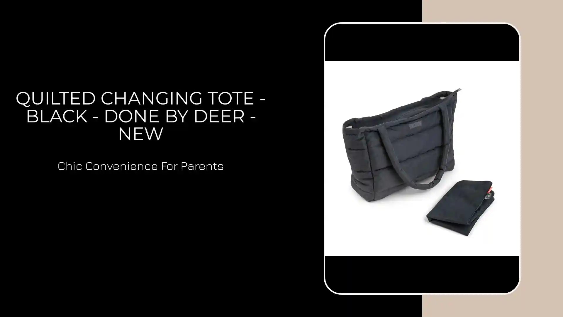 Quilted Changing Tote - Black - Done By Deer - NEW by@Outfy