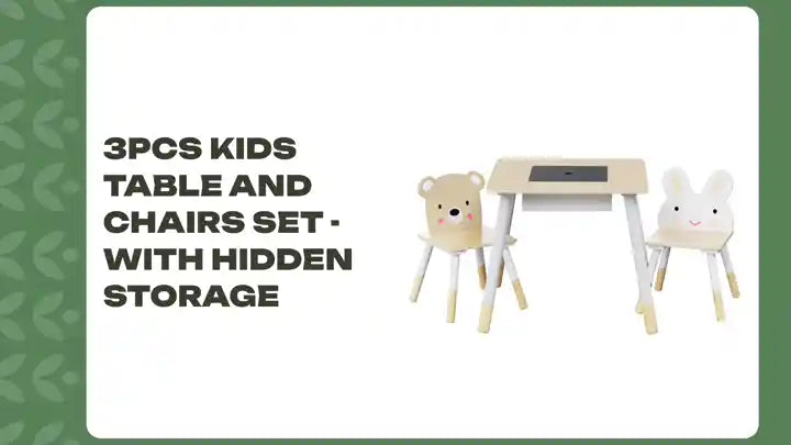 3PCS Kids Table and Chairs Set - with Hidden Storage by@Outfy