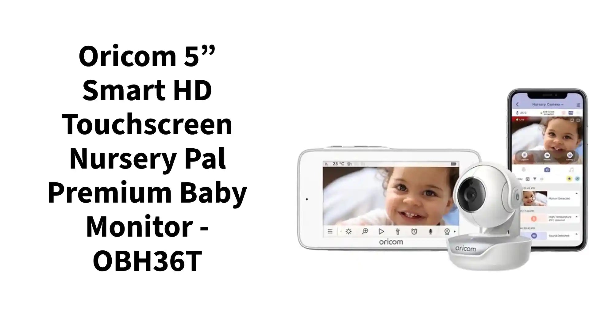 Oricom 5&rdquo; Smart HD Touchscreen Nursery Pal Premium Baby Monitor - OBH36T by@Outfy