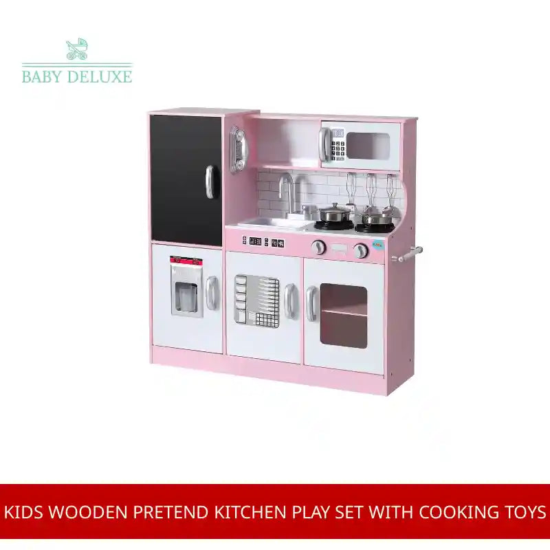 Kids Wooden Pretend Kitchen Play Set with Cooking Toys by@Outfy