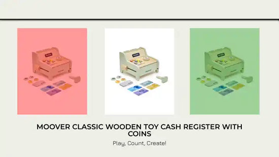 Moover Classic Wooden Toy Cash Register with Coins by@Outfy