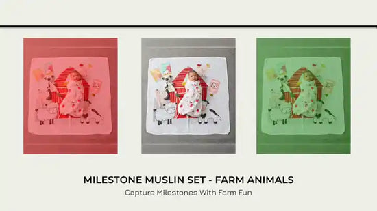 Milestone Muslin Set - Farm Animals by@Outfy