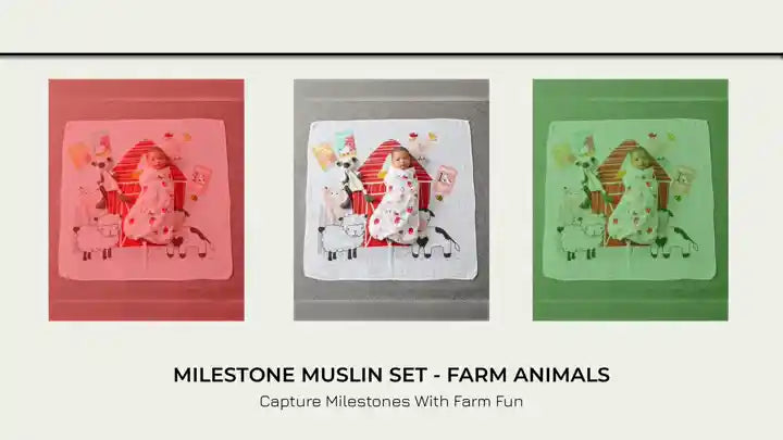Milestone Muslin Set - Farm Animals by@Outfy