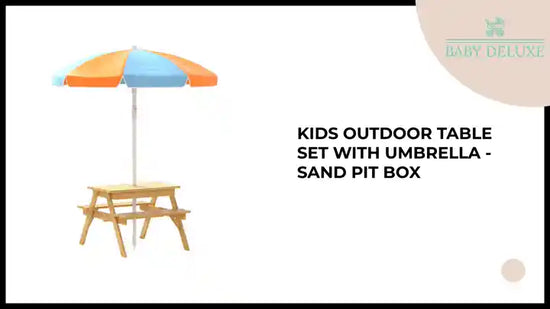 Kids Outdoor Table Set with Umbrella - Sand Pit Box by@Outfy