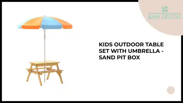 Kids Outdoor Table Set with Umbrella - Sand Pit Box by@Outfy