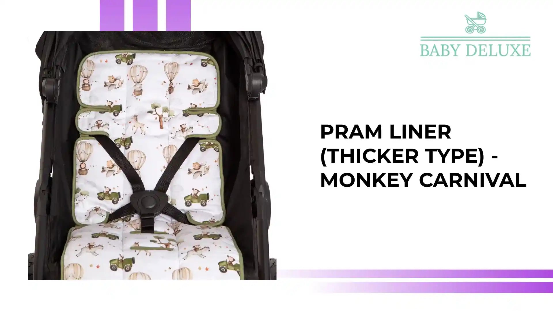 Pram Liner (Thicker Type) - Monkey Carnival by@Outfy