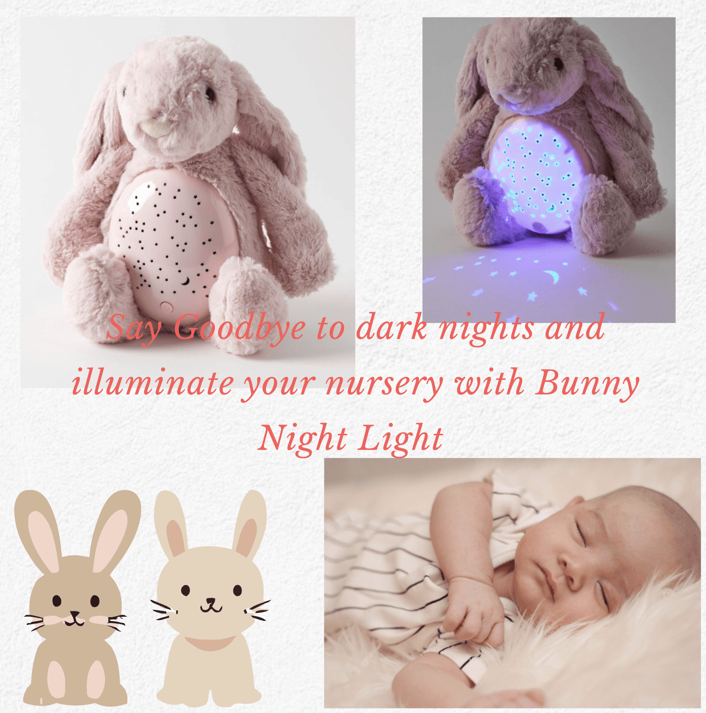 Plush Night Light - Pink Bunny