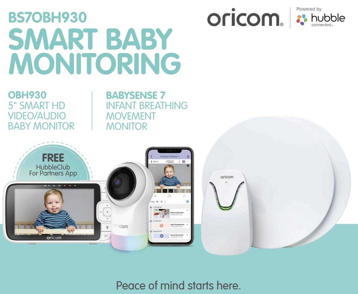 Oricom Baby Sensor Monitor Value Pack - Breathing Sensor, Camera & Monitor - BS7OBH930